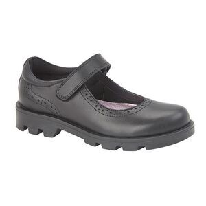 Roamers Girls Leather Touch Fastening Bar Shoe / Black